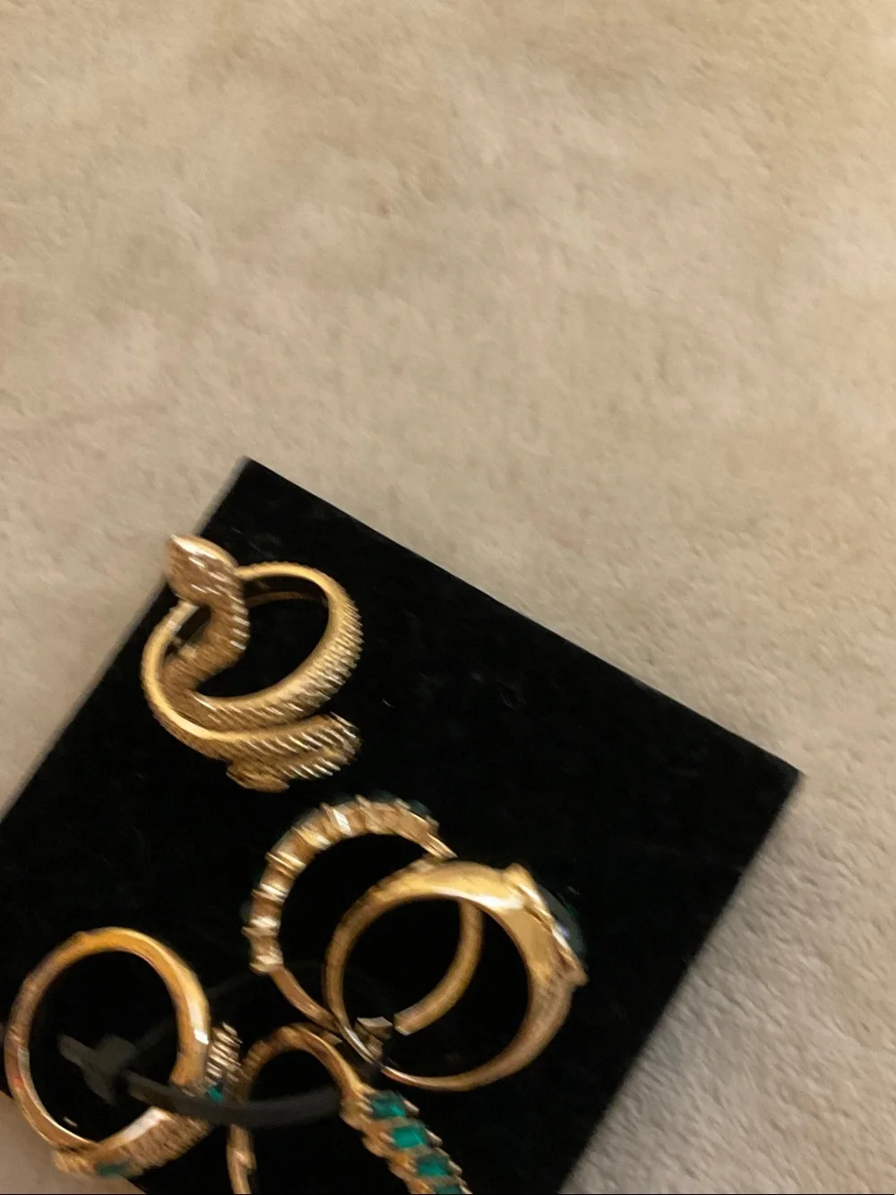 Gold-Tone Snake & Emerald Accent Ring Set - Women Jewelry